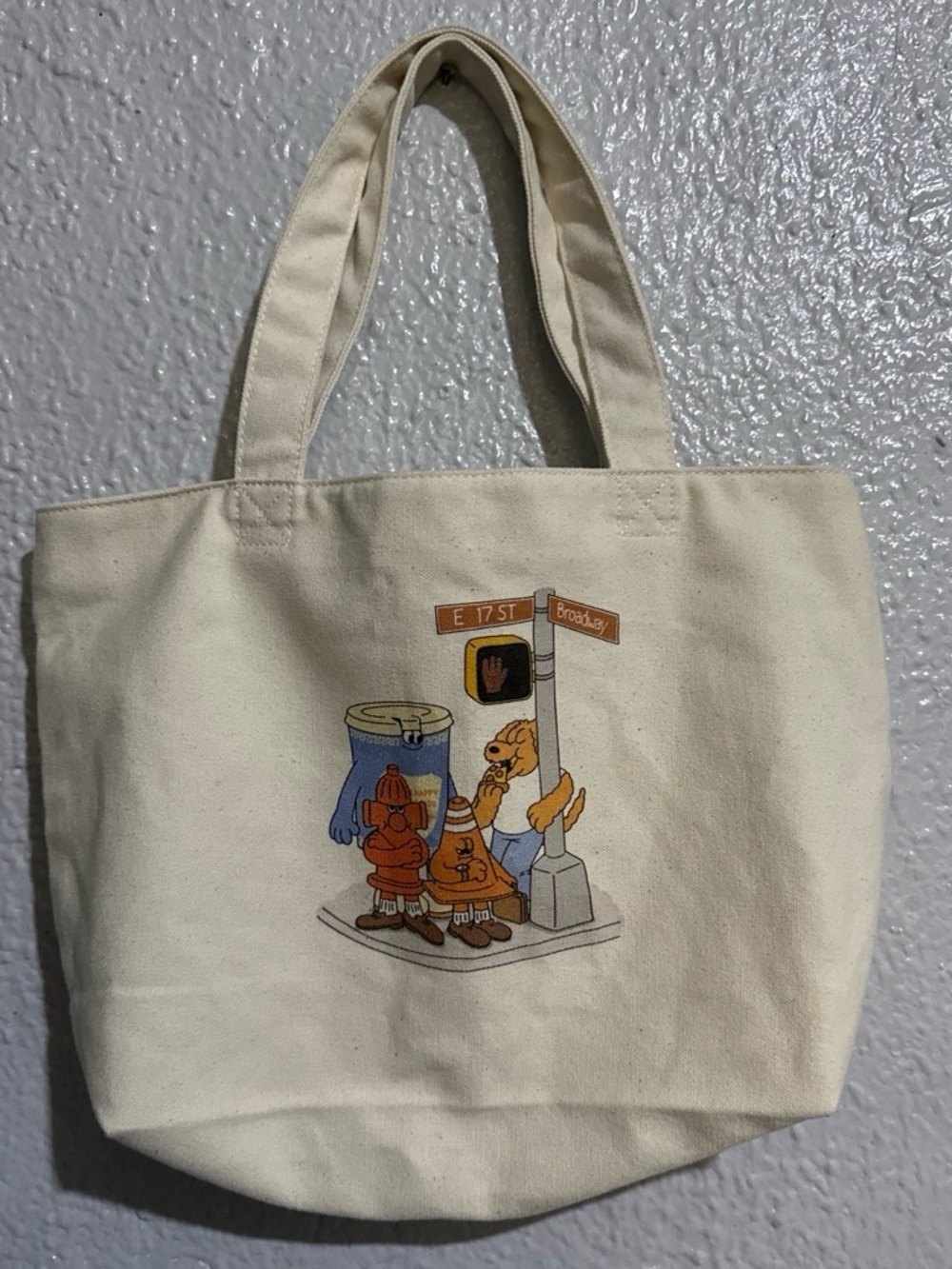 Uniqlo Cream Canvas Tote with Illustrated Street Scene